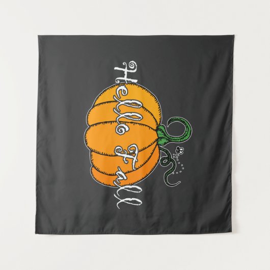 Tenture Citrouille Hellow Citrouille Hello Fall (Devant (Horizontal))