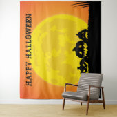 Tenture Citrouille pleine lune Halloween (En situation)