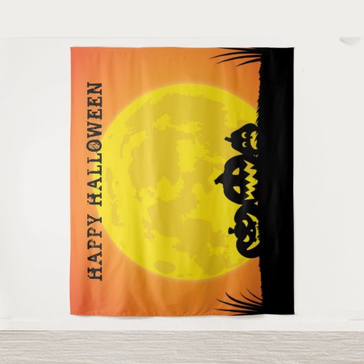 Tenture Citrouille pleine lune Halloween (Devant)