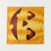 Tenture Citrouille sculpté souriant design Halloween (Devant (Horizontal))