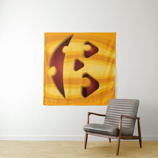 Tenture Citrouille sculpté souriant design Halloween (En situation (horizontale))