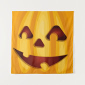 Tenture Citrouille sculpté souriant design Halloween (Devant)