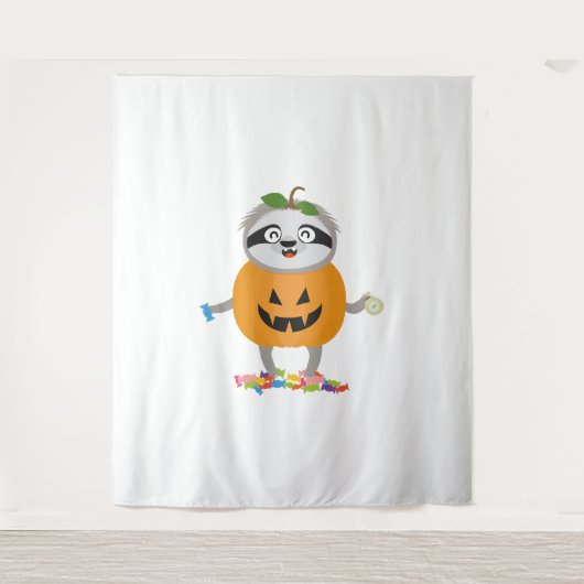 Tenture Citrouille Sloth Halloween Costume cadeau (Devant)