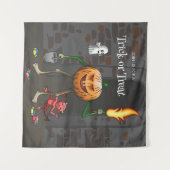 Tenture Citrouille sur un Joyeux Tour de Friandises (Devant (Horizontal))