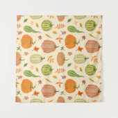 Tenture Citrouille vert et orange, motif sans soudure. (Devant (Horizontal))