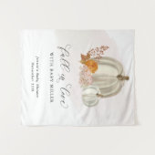 Tenture Citrouilles Blanches Tombent en Amour Baby Shower  (Devant (Horizontal))