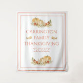 Tenture Citrouilles de Thanksgiving aquarelle florale  (Devant)