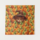 TENTURE CITROUILLES DE THANKSGIVING CHAT MIGNON (Devant)