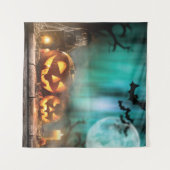 Tenture Citrouilles d'Halloween et chauves-souris (Devant (Horizontal))
