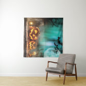 Tenture Citrouilles d'Halloween et chauves-souris (En situation (horizontale))