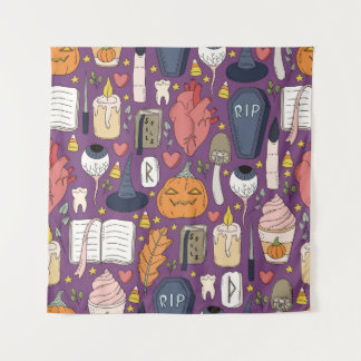 Tenture Citrouilles d'Halloween, motif sans couture de sor