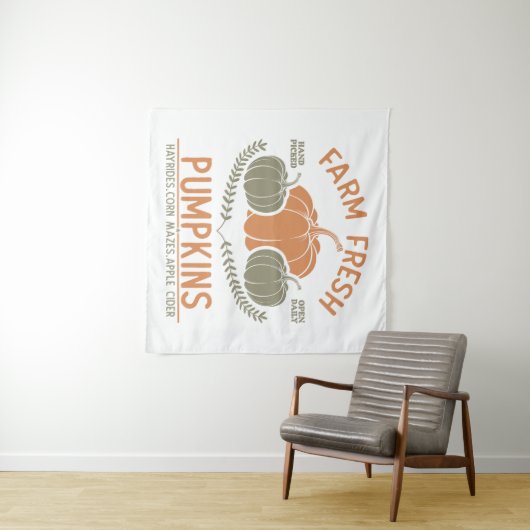 Tenture Citrouilles frais de ferme | Main saisie (En situation (horizontale))