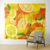 Tenture Citrus d'été Citrons et Oranges Whimsical Artwork™ (En situation (horizontale))