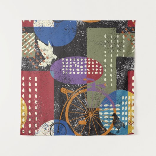 Tenture City grunge abstract, seamless vintage pattern. (Devant)