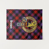 Tenture Clan Brown Crest sur Tartan (Devant (Horizontal))
