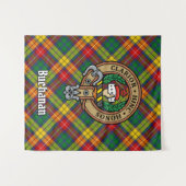 Tenture Clan Buchanan Crest sur Tartan (Devant (Horizontal))
