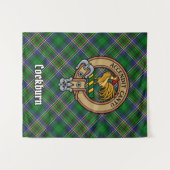 Tenture Clan Cockburn Crest sur Tartan (Devant (Horizontal))