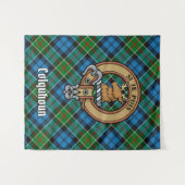 Tenture Clan Colquhoun Crest sur Tartan (Devant (Horizontal))