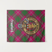 Tenture Clan Crawford Crest sur Tartan (Devant (Horizontal))