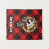 Tenture Clan Cunningham Crest sur Tartan (Devant (Horizontal))