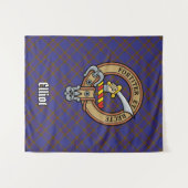Tenture Clan Elliot Crest sur Tartan moderne (Devant (Horizontal))