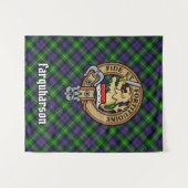 Tenture Clan Farquharson Crest sur Tartan (Devant (Horizontal))