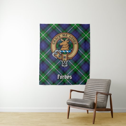 Tenture Clan Forbes Crest sur Tartan (En situation)