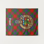 Tenture Clan Fraser Crest sur Tartan (Devant (Horizontal))