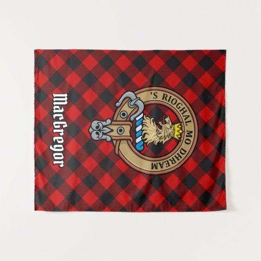 Tenture Clan Gregor Crest sur Rob Roy Tartan (Devant (Horizontal))