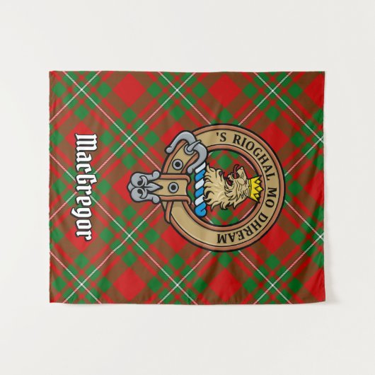 Tenture Clan Gregor Crest sur Tartan (Devant (Horizontal))