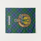 Tenture Clan Johnston Crest sur Tartan (Devant (Horizontal))