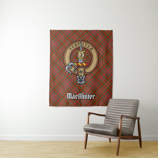 Tenture Clan MacAlister Crest sur Tartan (En situation)