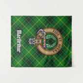 Tenture Clan MacArthur Crest sur Tartan (Devant (Horizontal))