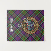Tenture Clan MacDonald de Clanranald Crest sur Tartan (Devant (Horizontal))
