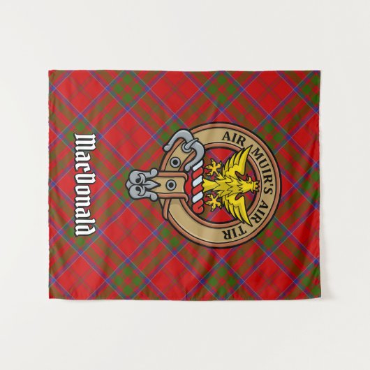 Tenture Clan MacDonald de Keppoch Crest sur Tartan (Devant (Horizontal))