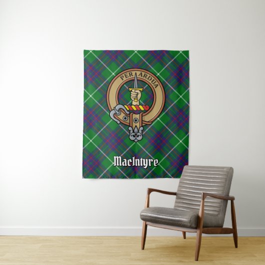 Tenture Clan MacIntyre Crest sur Tartan (En situation)
