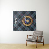Tenture Clan MacKay Crest sur Blue Tartan (En situation (horizontale))