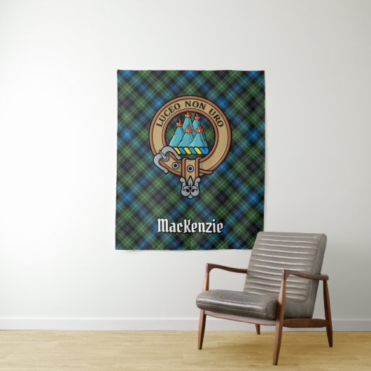 Tenture Clan MacKenzie Crest sur Tartan (En situation)