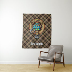 Tenture Clan MacKenzie Crest sur Tartan de chasse Brown