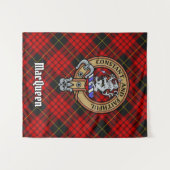 Tenture Clan MacQueen Crest sur Tartan (Devant (Horizontal))