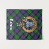 Tenture Clan Malcolm Crest over Tartan (Devant (Horizontal))