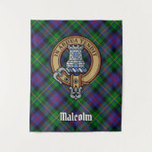 Tenture Clan Malcolm Crest over Tartan (Devant)