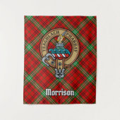 Tenture Clan Morrison Crest sur Red Tartan (Devant)
