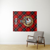 Tenture Clan Ramsay Crest sur Red Tartan (En situation (horizontale))