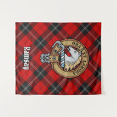 Tenture Clan Ramsay Crest sur Red Tartan (Devant (Horizontal))