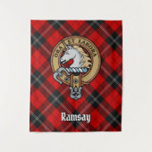 Tenture Clan Ramsay Crest sur Red Tartan (Devant)