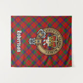 Tenture Clan Robertson Crest sur Tartan (Devant (Horizontal))