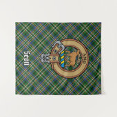 Tenture Clan Scott Crest sur Green Tartan (Devant (Horizontal))