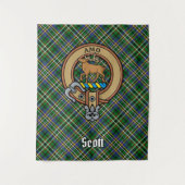 Tenture Clan Scott Crest sur Green Tartan (Devant)