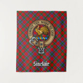 Tenture Clan Sinclair Crest sur Red Tartan (Devant)